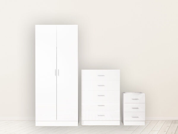 2 door wardrobe with 1 chester and 1 bedside Wardrobe in uk , Wardrobes , bedside table and chester , chest , delivery in UK